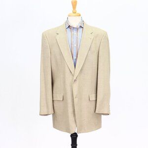 Hart Schaffner Marx 46L Beige Solid 2-Button Sport Coat Blazer Jacket T073